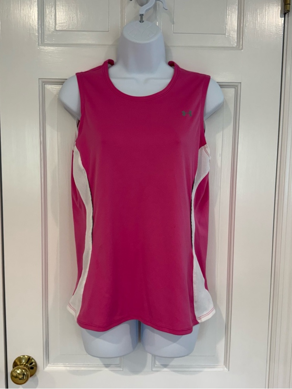 Under Armour Women’s Hot Pink Sleeveless Mesh-Panel Training Tank